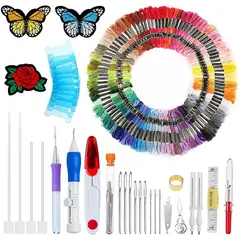 TIOZONEY - Kit de bordado Hilo de aguja de perforación para coser tejer