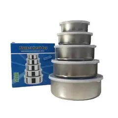 GENERICO - Juego de 5 táperes de acero inoxidabley tapa plástica
