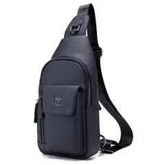 BULLCAPTAIN - Morral crossbody de cuero genuino Negro - hombres