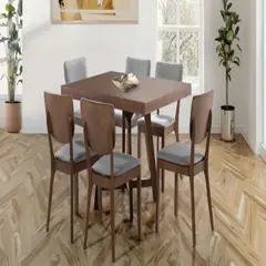 DMUEBLES - Comedor 6 sillas Granada - Gris/Nogal