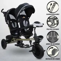 GENERICO - Triciclo Guiador EBABY GEMELAR BLACK