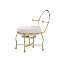 GIADE - Cenicero Porta Velas Silla de Metal Dorado 15 cm