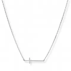 AMBAR JOYERIA - Collar de Plata 925 Cruz Lisa Silver
