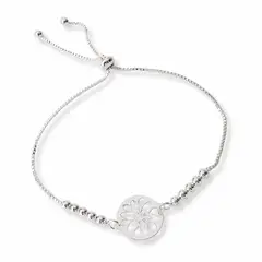 AMBAR JOYERIA - Pulsera Flor Calada Regulable Plata 925