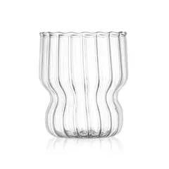 MOLAND - 4 Vasos acanalados con base corta 350 ml Vidrio Resistente al Calor