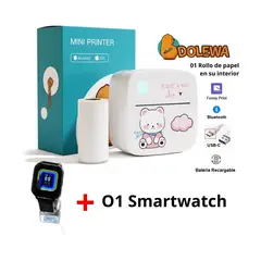 GENERICO - Mini Impresora Térmica Portátil Recargable Bluetooth Bear Rosado