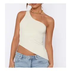 42AROZINA - Chaleco ajustado de verano con un hombro para mujer