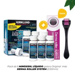 KIRKLAND - Minoxidil Líquido Caja de 06 Frascos + DermaRoller System