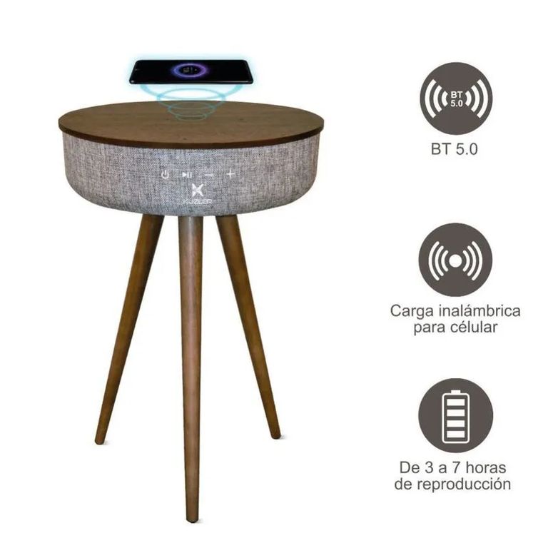 Mesa Decorativa Parlante y Carga Inalámbrica