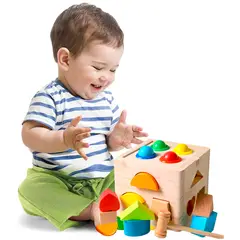 GENERICO - Cubo Con Martillo y Encajes Montessori