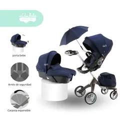 GENERICO - Coche Cuna con Porta Bebé Baby Confort Azul