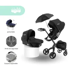 GENERICO - Coche Cuna con Porta Bebé Baby Confort Negro
