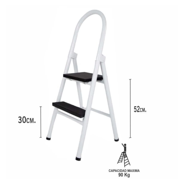 Escalera Metálica de 2 pasos Blanco