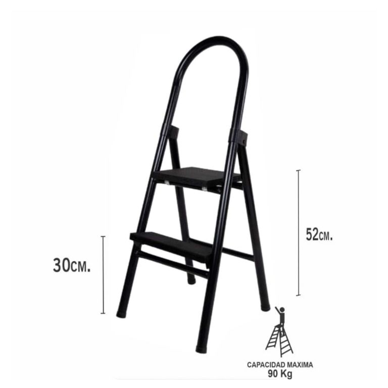 Escalera Metálica de 2 pasos Negro