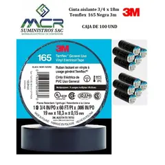 3M - Cinta aislante 3/4 x 18m Temflex 165 Negra x caja de 100 rollos