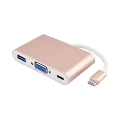 SEISA - Adaptador Cable Tipo C - Vga, Usb 3.0, Tipo C - 3 En 1