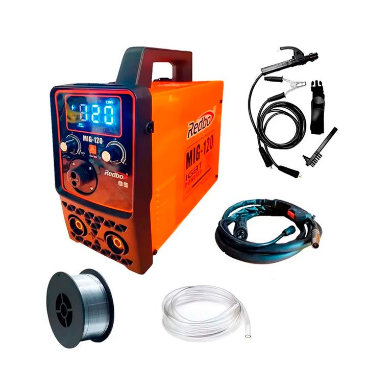 SOLDADORA MIG-120 + CARETA FOTOSENSIBLE + ALAMBRE 1KG - COMBO