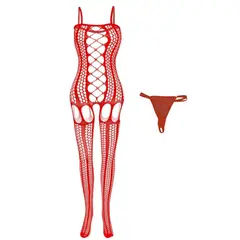 GENERICO - Bodystocking malla Enterizo más tanga hilo Lencería media sexy