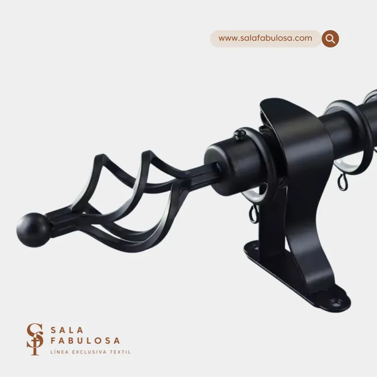 Barra / tubo NEGRO para cortina graduable de 1.60 a 3 mts