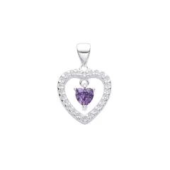 SANTORAL - Dije Corazón con Brillo Morado - Plata