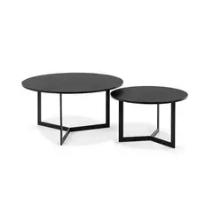 GENERICO - Mesas de centro estilo nido circular industrial negro