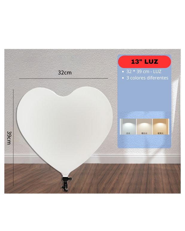 LUZ LED CORAZON 13" + TRIPODE 2.10 METRO + CONTROL REMOTO