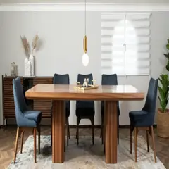 DMUEBLES - Comedor 6 sillas Atenea - Gris oscuro/Nogal