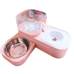 GENERICO - Dispensador autómatico y plato de comida para Mascotas ROSA