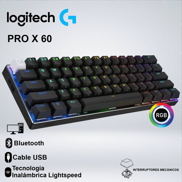 TECLADO GAMER PRO X 60 WIRELESS LIGHTSPEED SWITCH OPTICOS