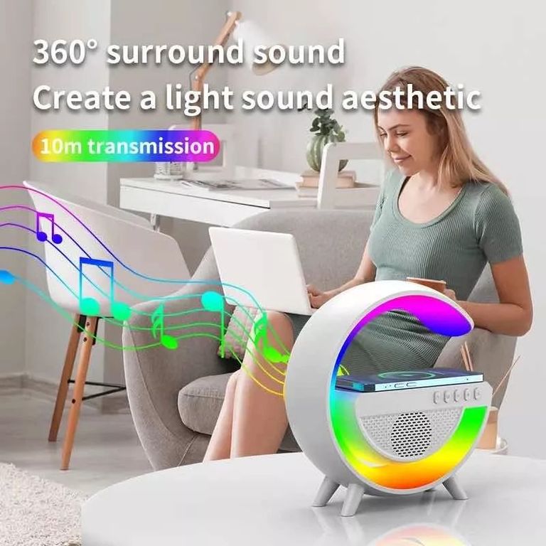 LAMPARA PARLANTE CON LUZ RGB RADIO FM LECTOR DE MEMORIA USB