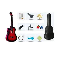 GENERICO - KIT DE GUITARRA COLOR ROJO ACUSTICA CON ACCESORIOS