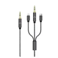 SEISA - Cable De Audio - Universal 3en1 - Para iPhone - Tipo C Y Aux