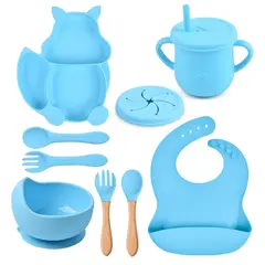 TIOZONEY - Platos De Silicona Bebe Juego De Cubiertos Antideslizante