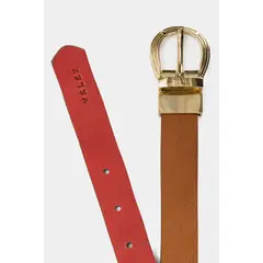 VELEZ - Vélez Cinturón Doble Faz jaspe Cuero Para Mujer Básico Miel