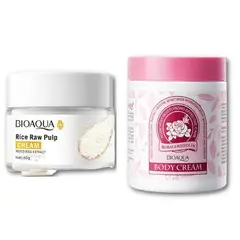 BIOAQUA - PACK CREMA ACLARANTE DE ARROZ Y CREMA PARA EL CUERPO ROSAS