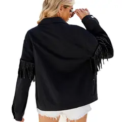 TIOZONEY - Chaquetas vaqueras de mujer - Negra