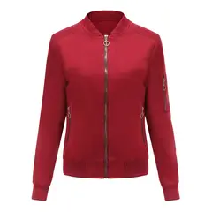 TIOZONEY - Chaqueta Mujer Casual Delgada con cierre - Rojo