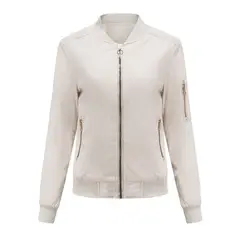 TIOZONEY - Chaqueta Mujer Casual Delgada con cierre - Blanco