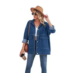 TIOZONEY - Chaquetas De Jeans Mujer -Azul