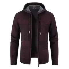 TIOZONEY - Chaqueta con capucha de punto grueso para hombre