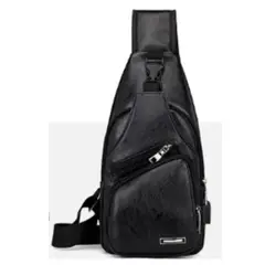 GENERICO - Mochila Bandolera de cuero PU/ USB/ Pechera para hombre celular