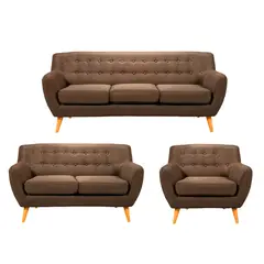 HOGAR & SPACIOS - HYS SALA 3 2 1 ZACK VINTAGE MARRON