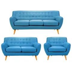 HOGAR & SPACIOS - HYS SALA 3 2 1 ZACK VINTAGE AZUL CADETE