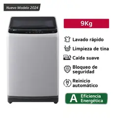 LG - Lavadora de Carga Superior con Lavado Rápido 9kg Wt9gl Gris