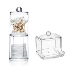 GENERICO - Kit 2 Organizadores Acrílicos para hisopos y algodón