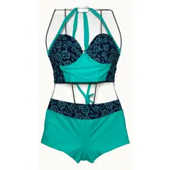 GENERICO - Ropa de baño Mujer Violeta Verde GL-45