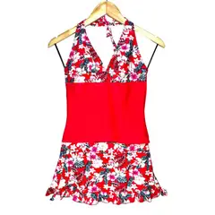 GENERICO - Ropa de Baño Polo Con Falda Catalina de Aragón rojo GL-32