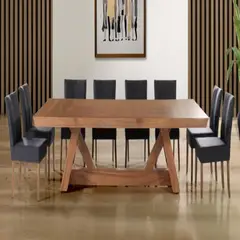 DMUEBLES - Comedor 8 sillas Matera - Negro/Nogal