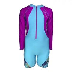 GENERICO - Enterizo Niña Cierre Manga Larga Color Turquesa GL-46