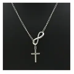 GENERICO - Collar Cruz Infinito Plateado